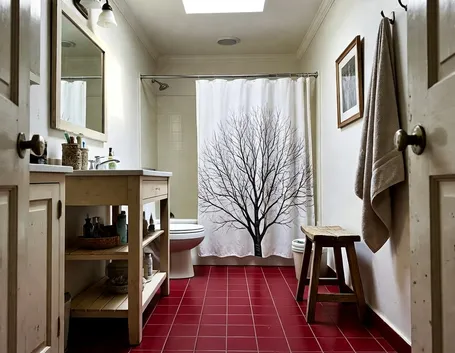 Tenda doccia con albero