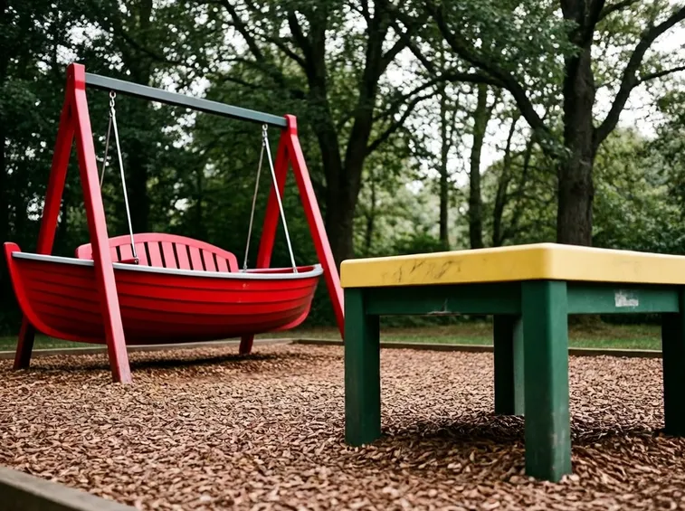 Giardino allestito con giochi per bambini