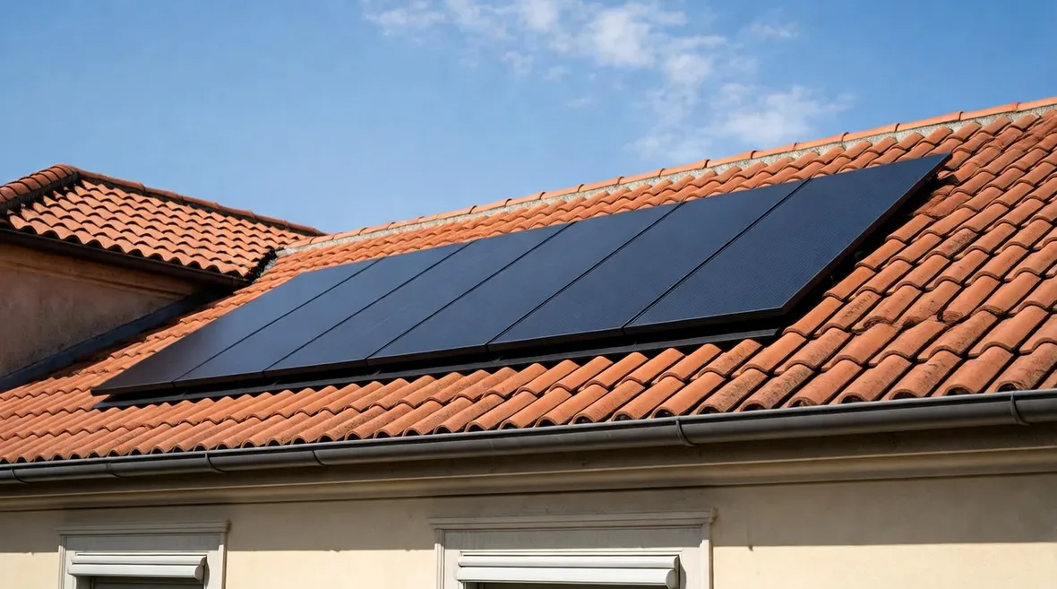 Copertura tetto con pannelli fotovoltaici integrati