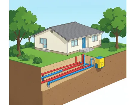 Schema di un impianto geotermico domestico