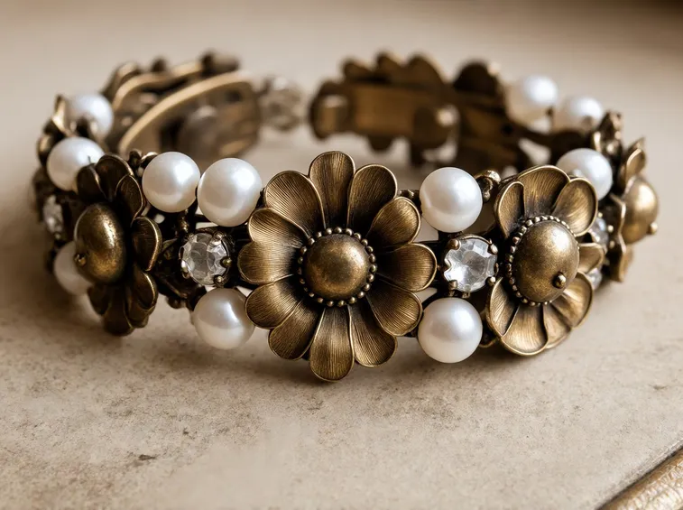 Bracciale realizzato con spille vintage
