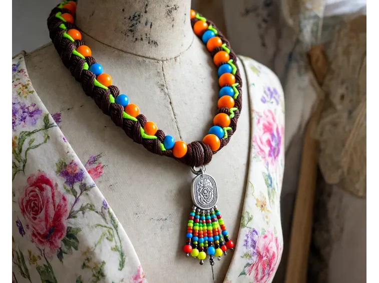 Collana fai da te di stoffa intrecciata