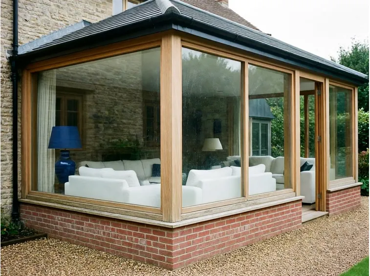 Veranda in legno con tegole
