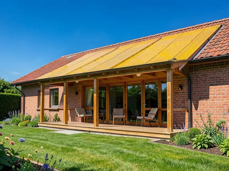 Veranda con struttura in legno