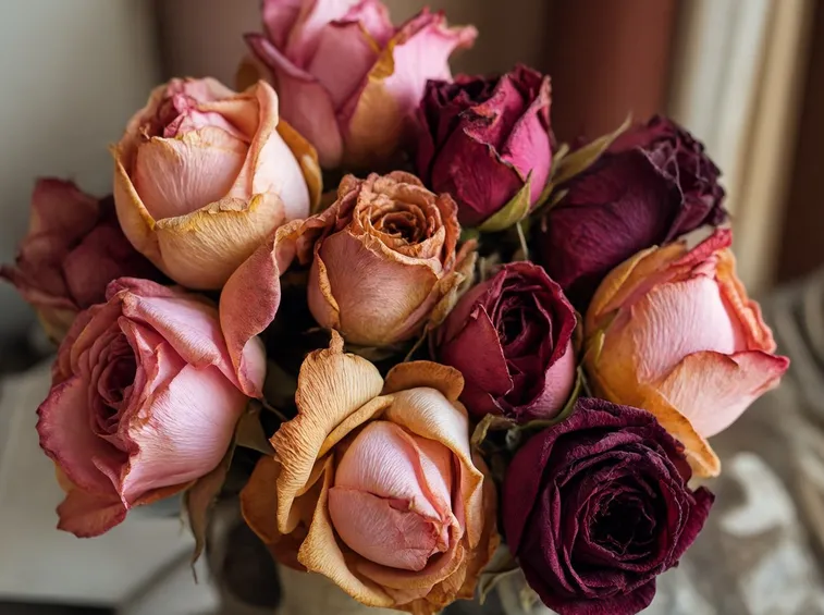 Mazzo di rose secche