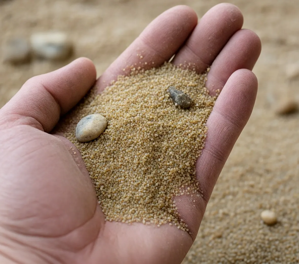 Piccolo mucchio di sabbia di fiume