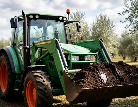 Preparazione del terreno per concimazione olivo