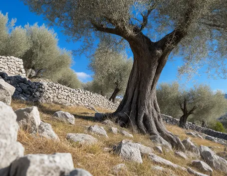 L'albero di olivo nel verde