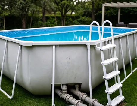 Esempio di piscina con sostegni in metallo