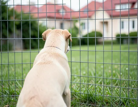 Cane dietro una recinzione
