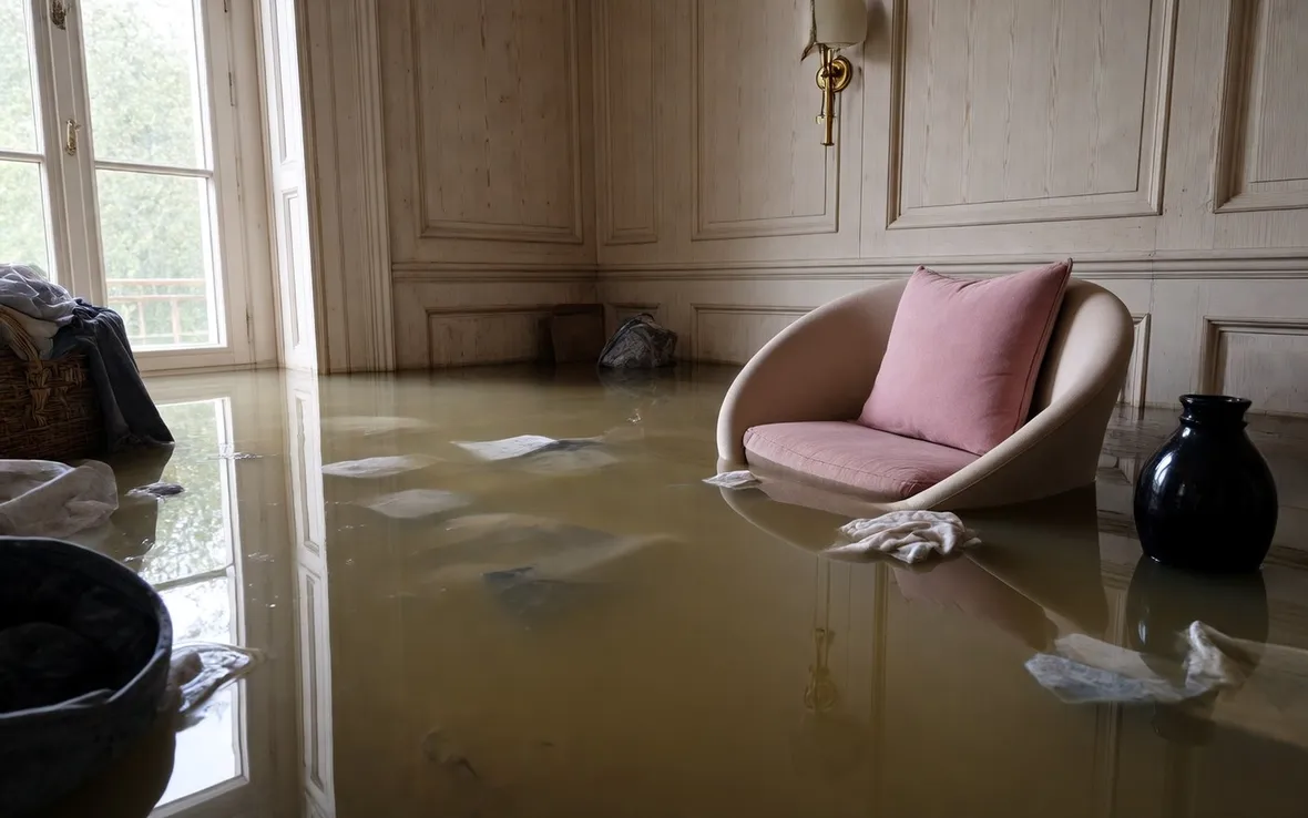 Stanza con presenza acqua sul pavimento
