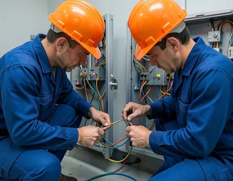 Tecnici a lavoro su un impianto elettrico