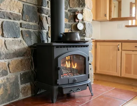 Stufa a legna con forno e piastra in ghisa