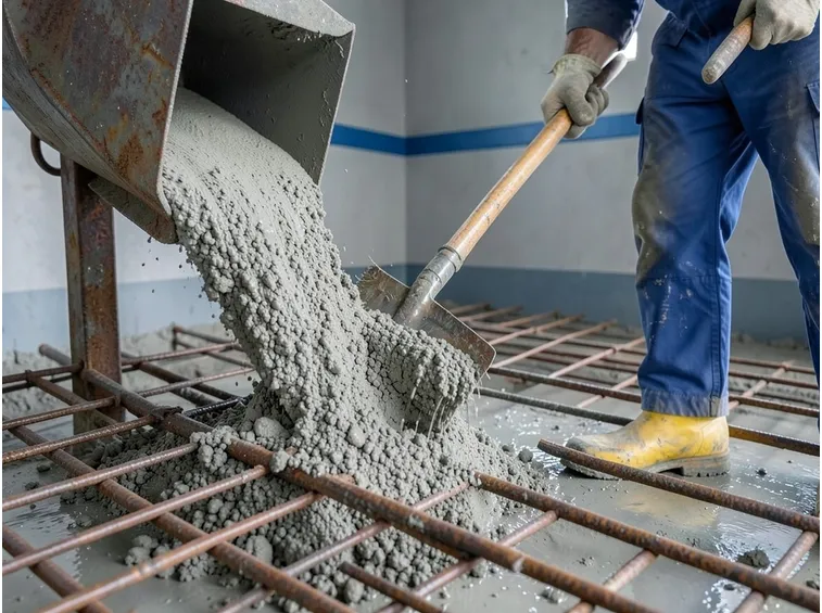 Gettata di calcestruzzo per edilizia