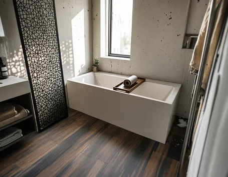 Stanza bagno con parquet laminato