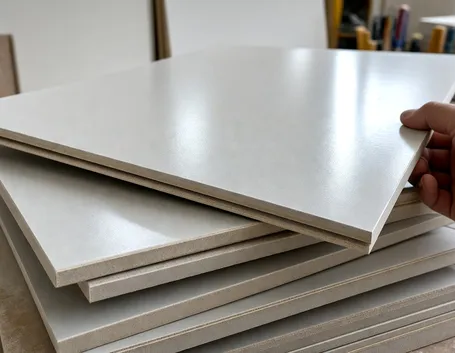 Lastra di cartongesso in fase di taglio