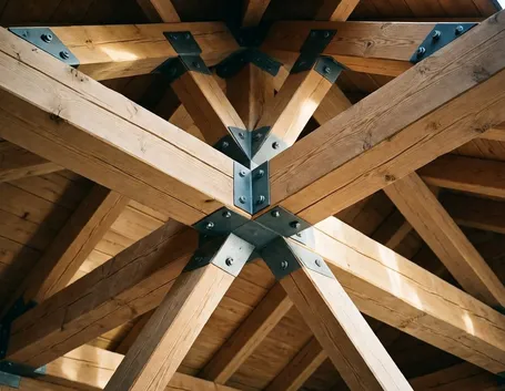 Interno di un tetto in legno