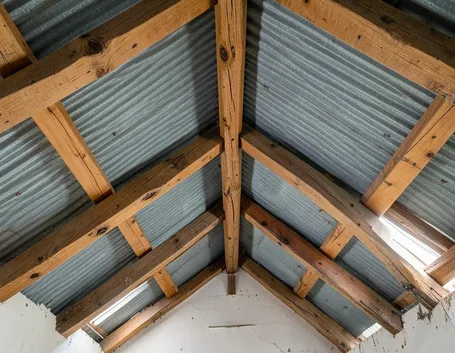 Vecchio tetto in legno