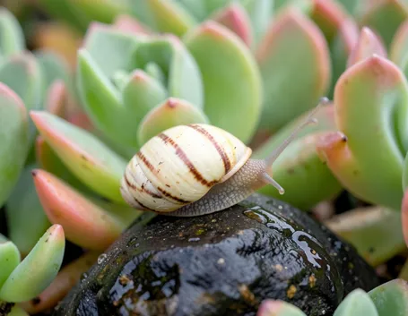 Chiocciola su succulenta