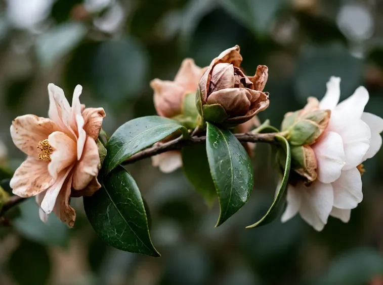 Pianta di camelia malata