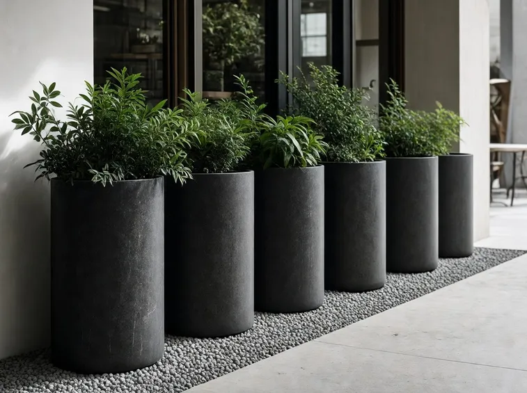 Terrazza piantumata con vasi in resina